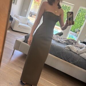 Chic Strapless Khaki Dress